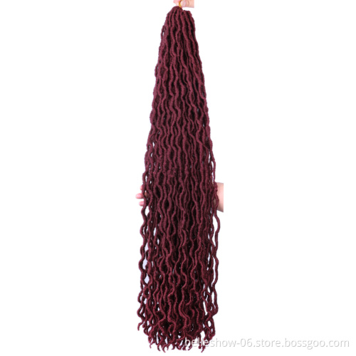 Hot sell Synthetic Gypsy Locs Extension Jumbo Braids Freetress Wavy Curly Crochet Braid Hair 36 inches  Goddess Faux Locs Hair
